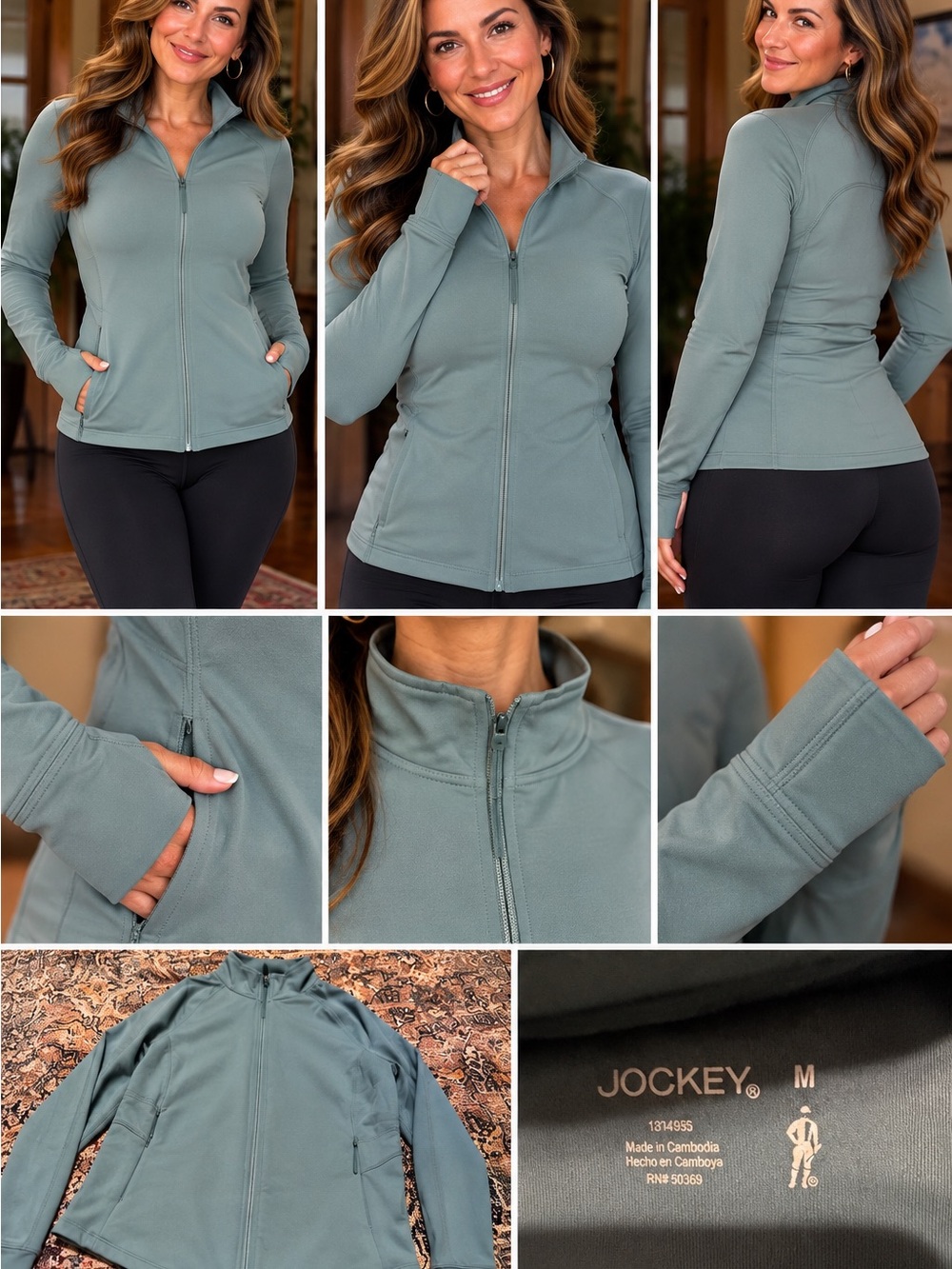Jockey Women's Sage Green Full-Zip Active Jacket